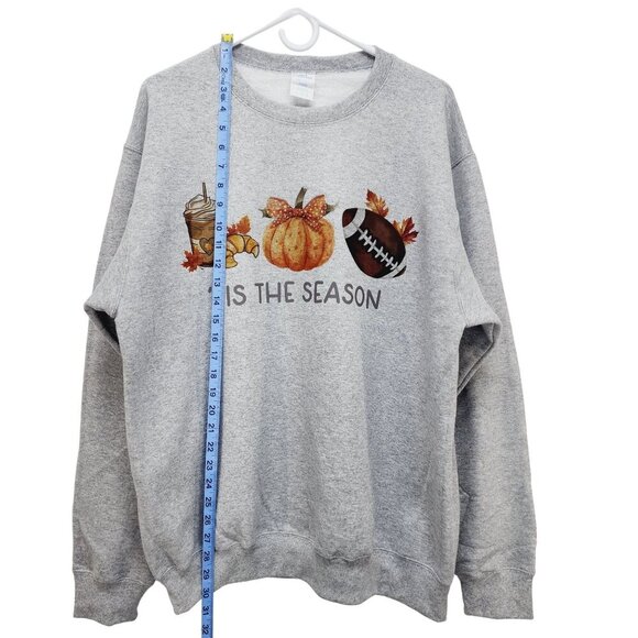 Tis' The Season Pumpkin Spice Leaves Football Stars Unisex Sweatshirt Size L - Picture 6 of 11
